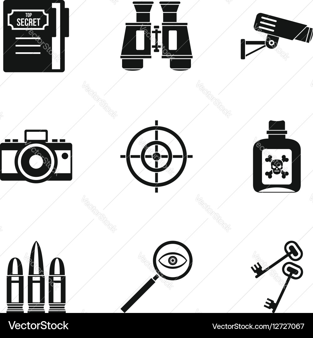 Spy icons set simple style vector image