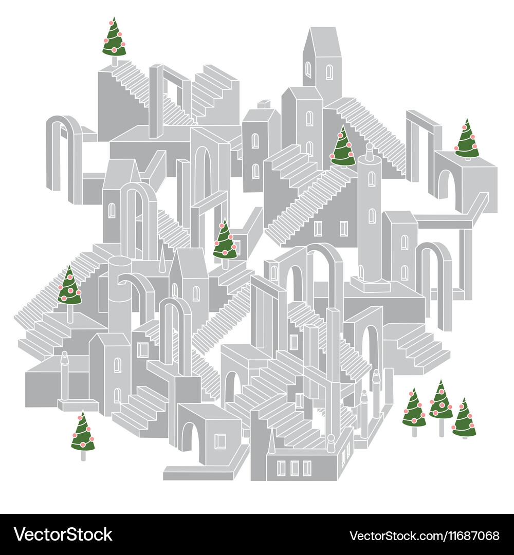 Architecture in shape of labyrinth Vector Image