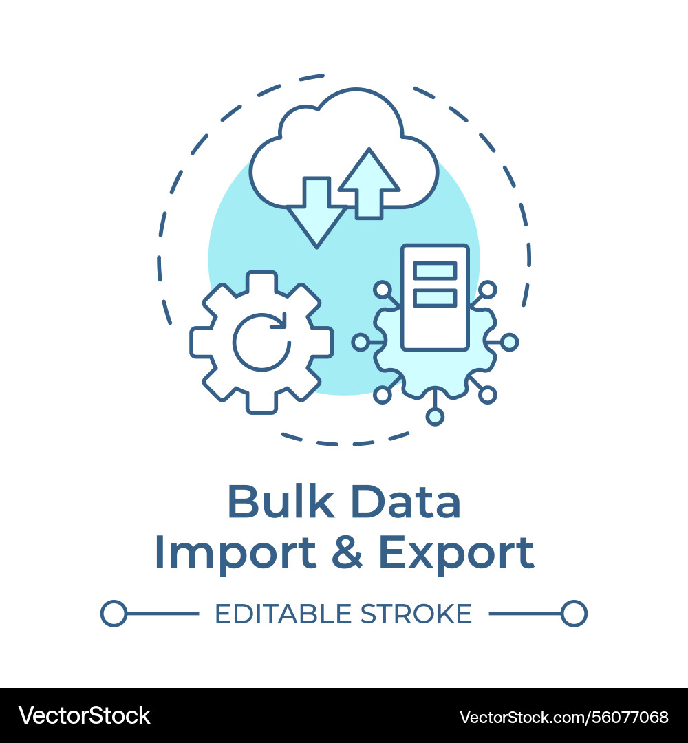 Bulk data import and export soft blue concept icon Bulk data import and export soft blue concept icon Vector Image