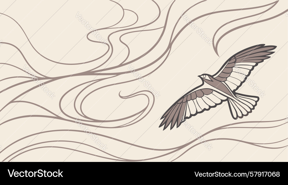 Eagle soaring with abstract swirls dynamic avian Vector Image