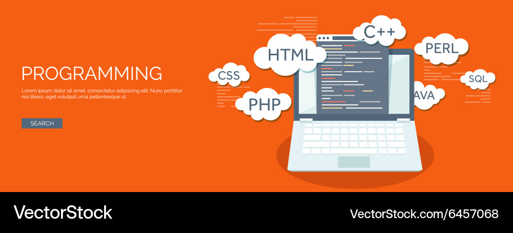 Flat background coding vector image