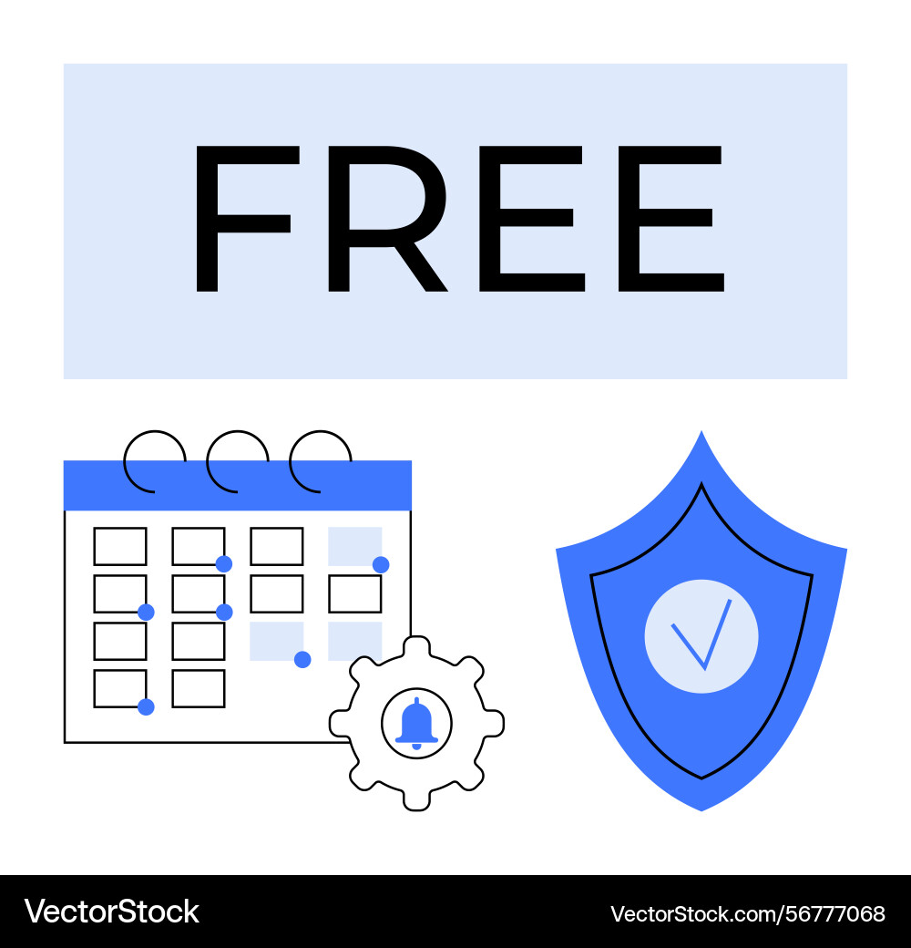 Free scheduling and security concept with calendar Free scheduling and security concept with calendar vector image
