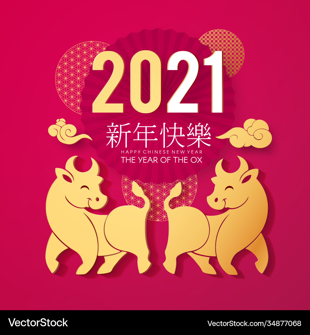 Happy chinese new year 2021 ox Happy chinese new year 2021 ox vector image
