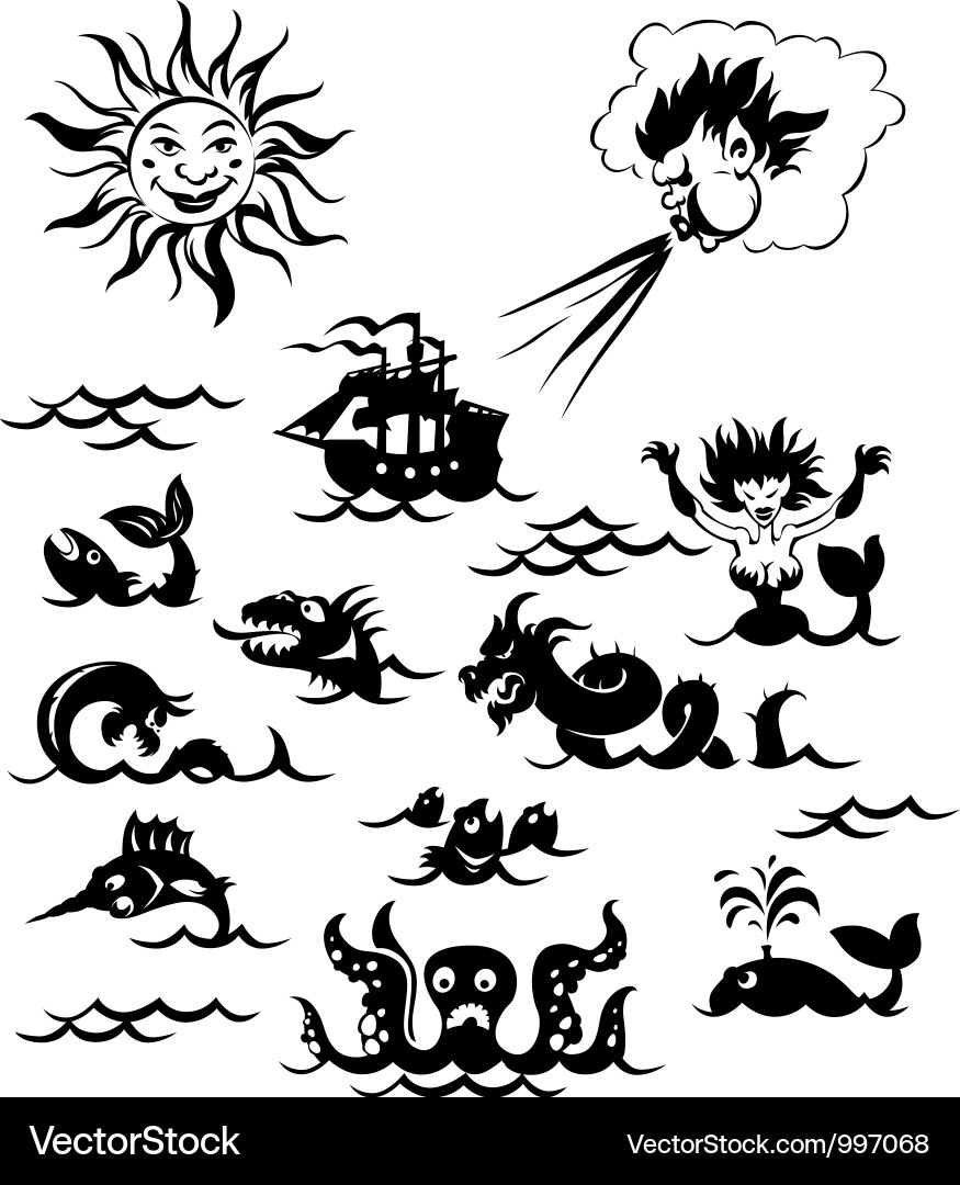Mythical Sea Creatures Vector Image