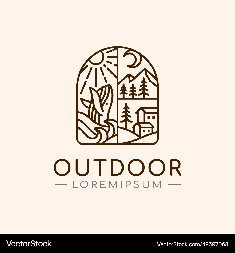 Outdoor modern line logo design template – Royalty-Free Vector | VectorStock, image size:1000x1080