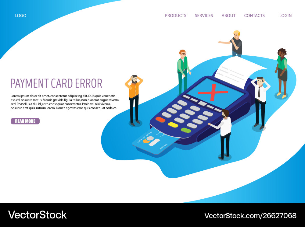 Payment card error website landing page Payment card error website landing page vector image