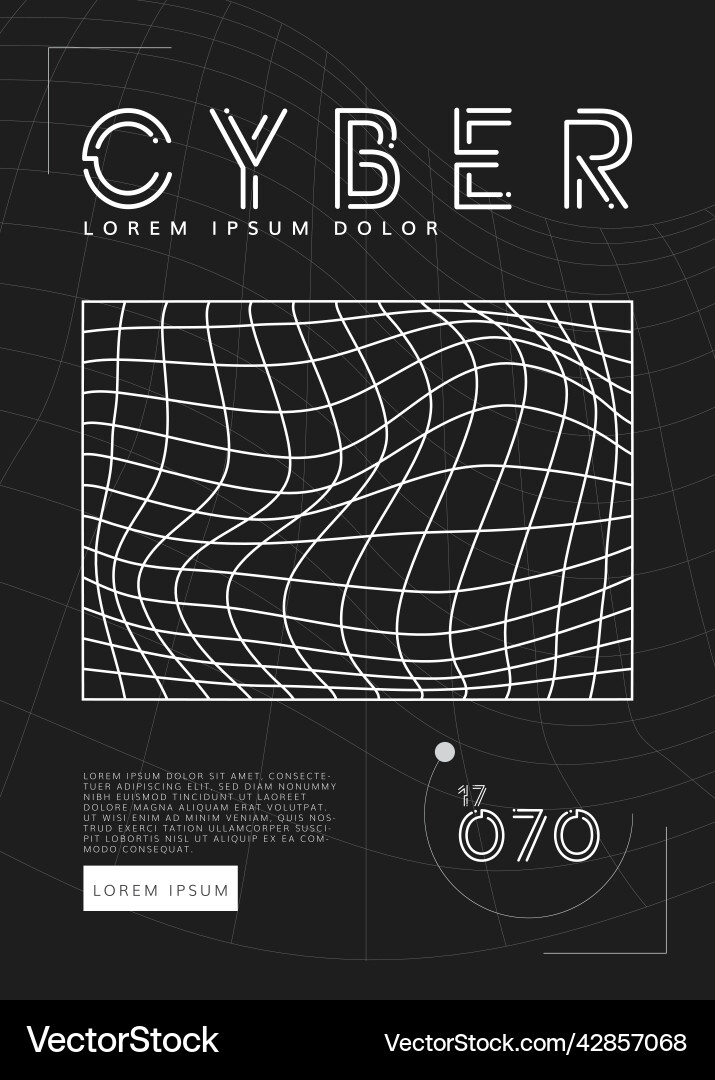 Poster with cyber distorted shape retro punk Poster with cyber distorted shape retro punk vector image