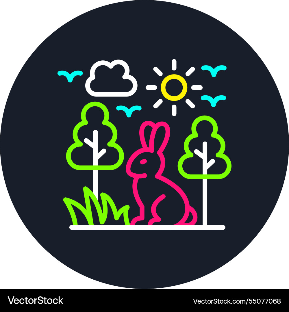 Rabbit line multi color icon Vector Image