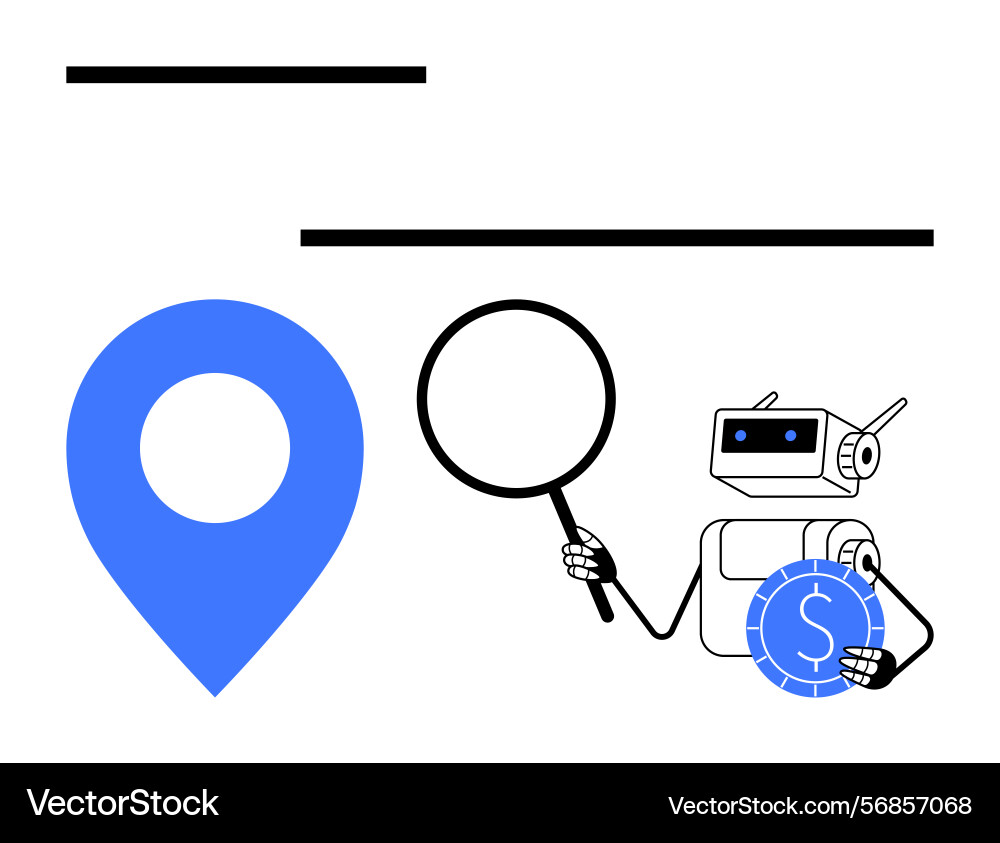 Roboteranalyse von Standortdaten mit Vergrößerung Roboteranalyse von Standortdaten mit Vergrößerung vektorbild