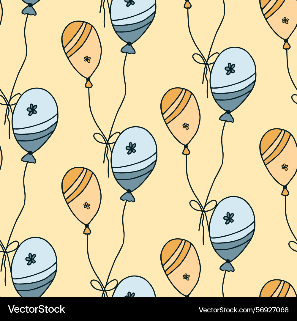 Seamless pattern of balloons on string with flower vector image