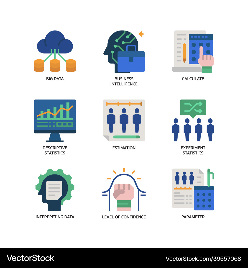 Statistical analysis icons set Vector Image