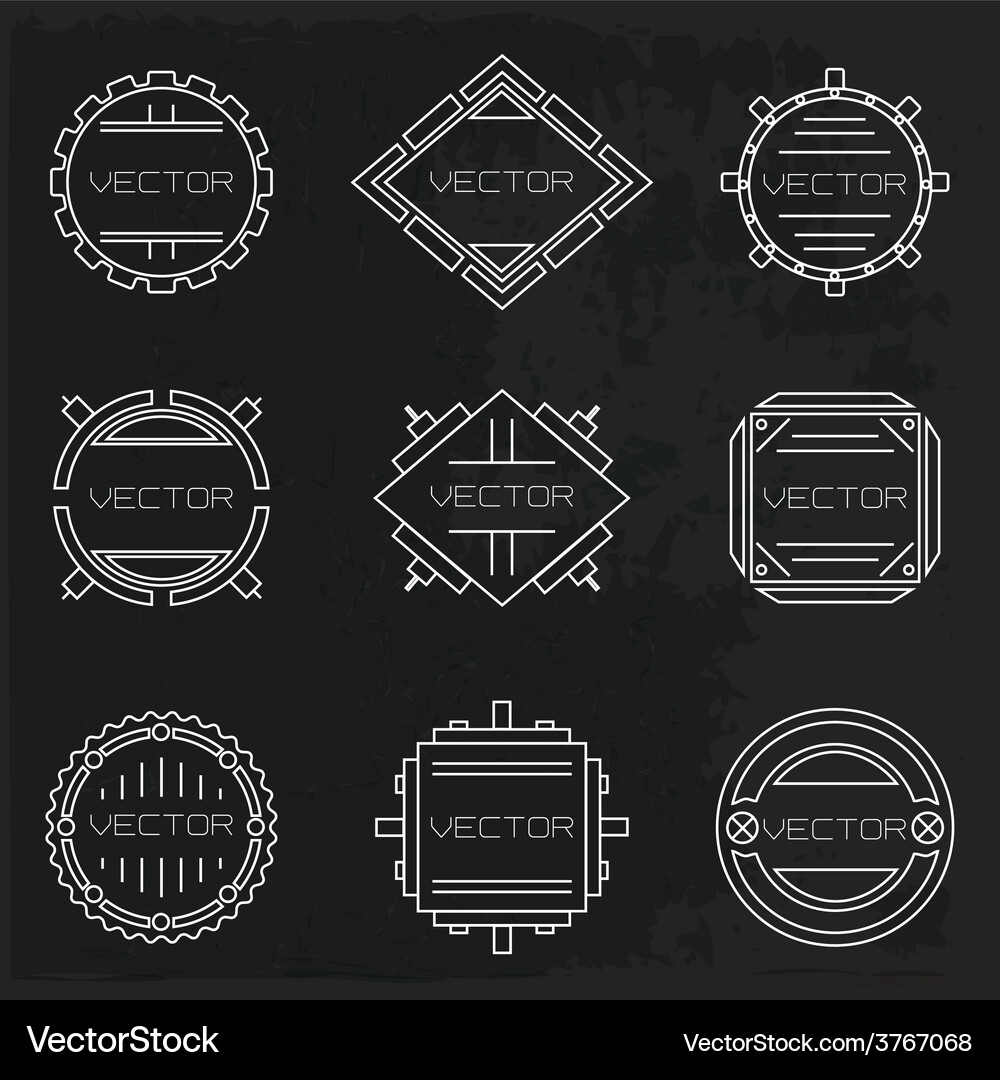 Techno Industrial Vignettes Vector Image