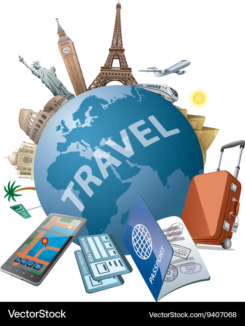 Travel around the world – Royalty-Free Vector | VectorStock, image size:813x1080