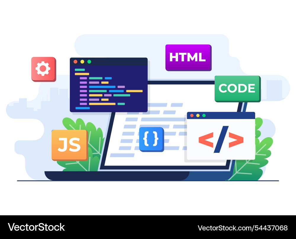 Web development concept flat template design Web development concept flat template design vector image