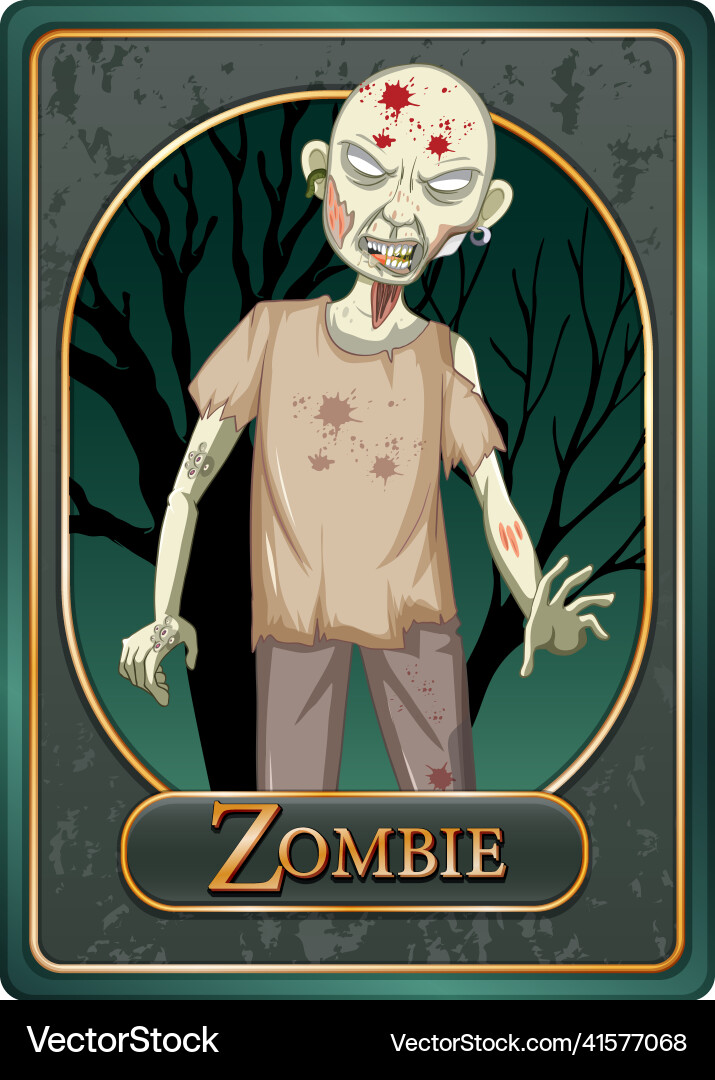 Zombie character game card template Zombie character game card template vector image