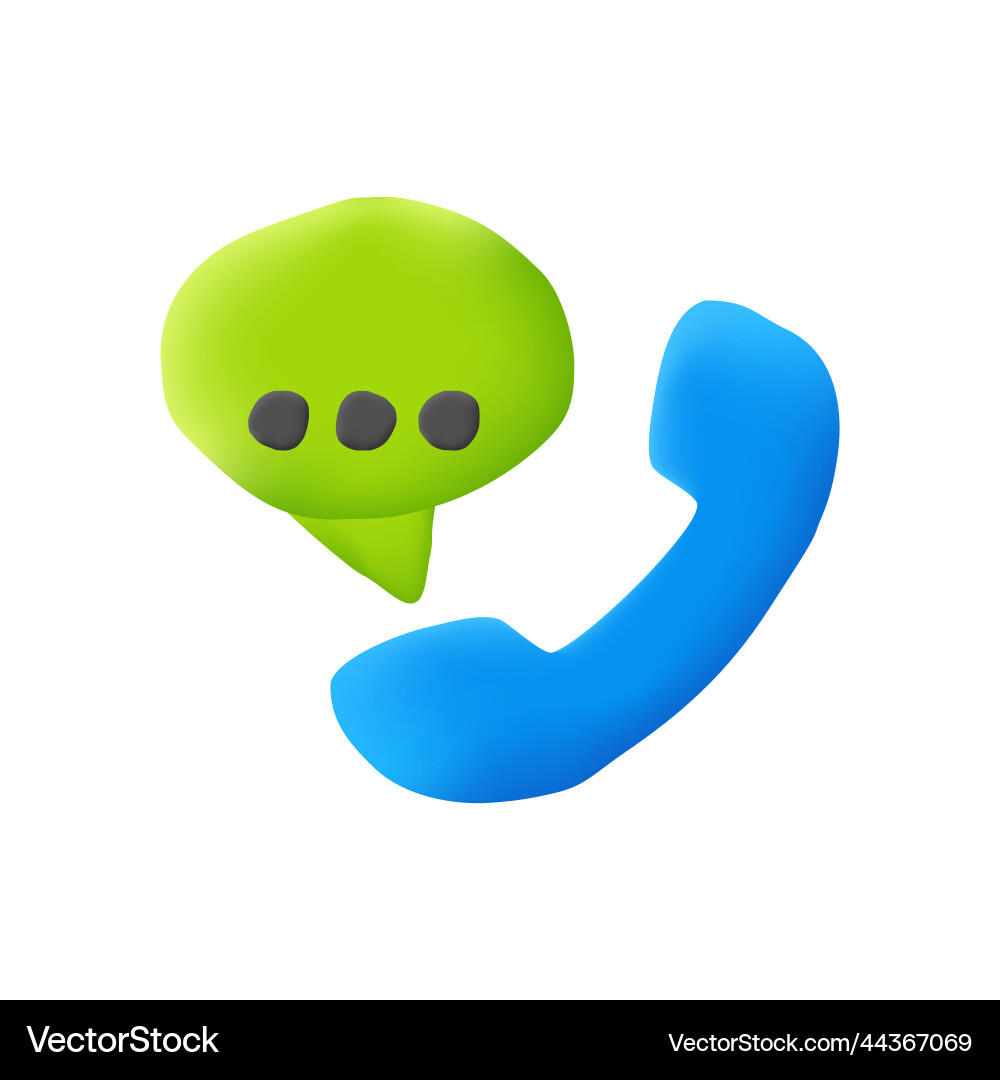 3d telephone icon concept for support 3d telephone icon concept for support Vector Image