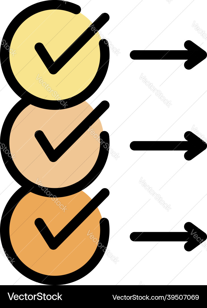 Checkboxes with arrows icon color outline Checkboxes with arrows icon color outline vector image