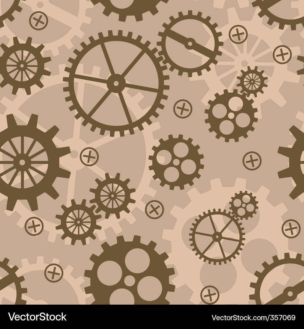 Cog Mechanism Seamless Pattern Vector Image