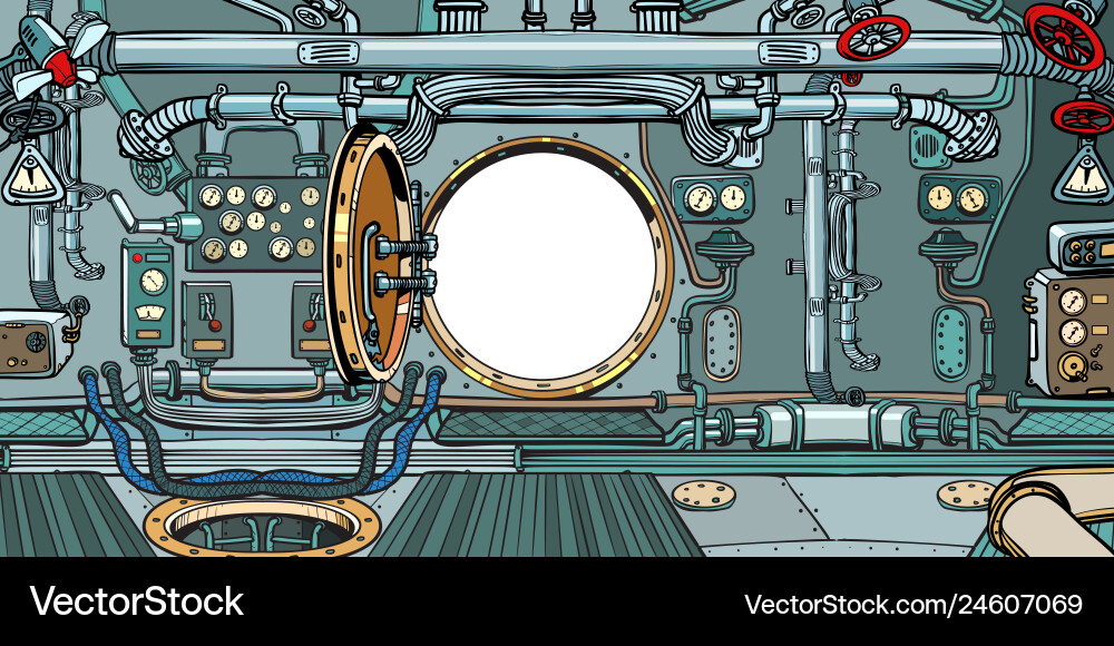 Compartment or command deck of a submarine Compartment or command deck of a submarine vector image