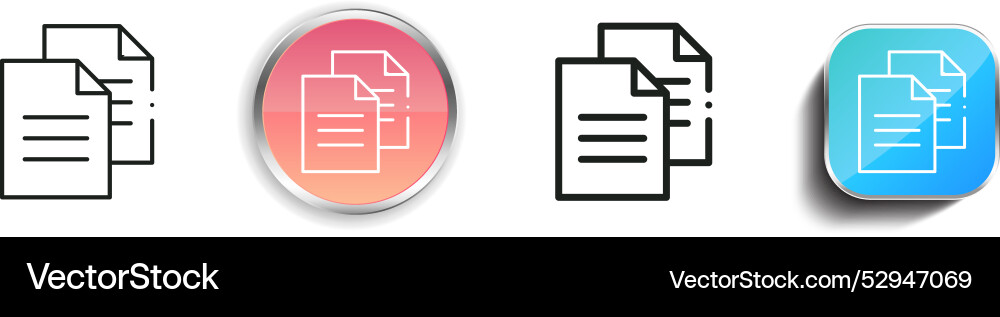 Copy icon thin linear regular and button style Copy icon thin linear regular and button style vector image