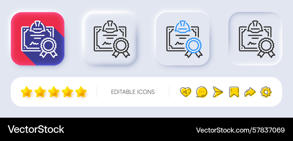 Engineering certificate line icon technical Vector Image