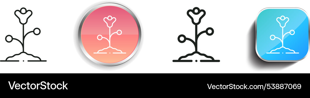 Flower icon thin linear regular and button style Vector Image