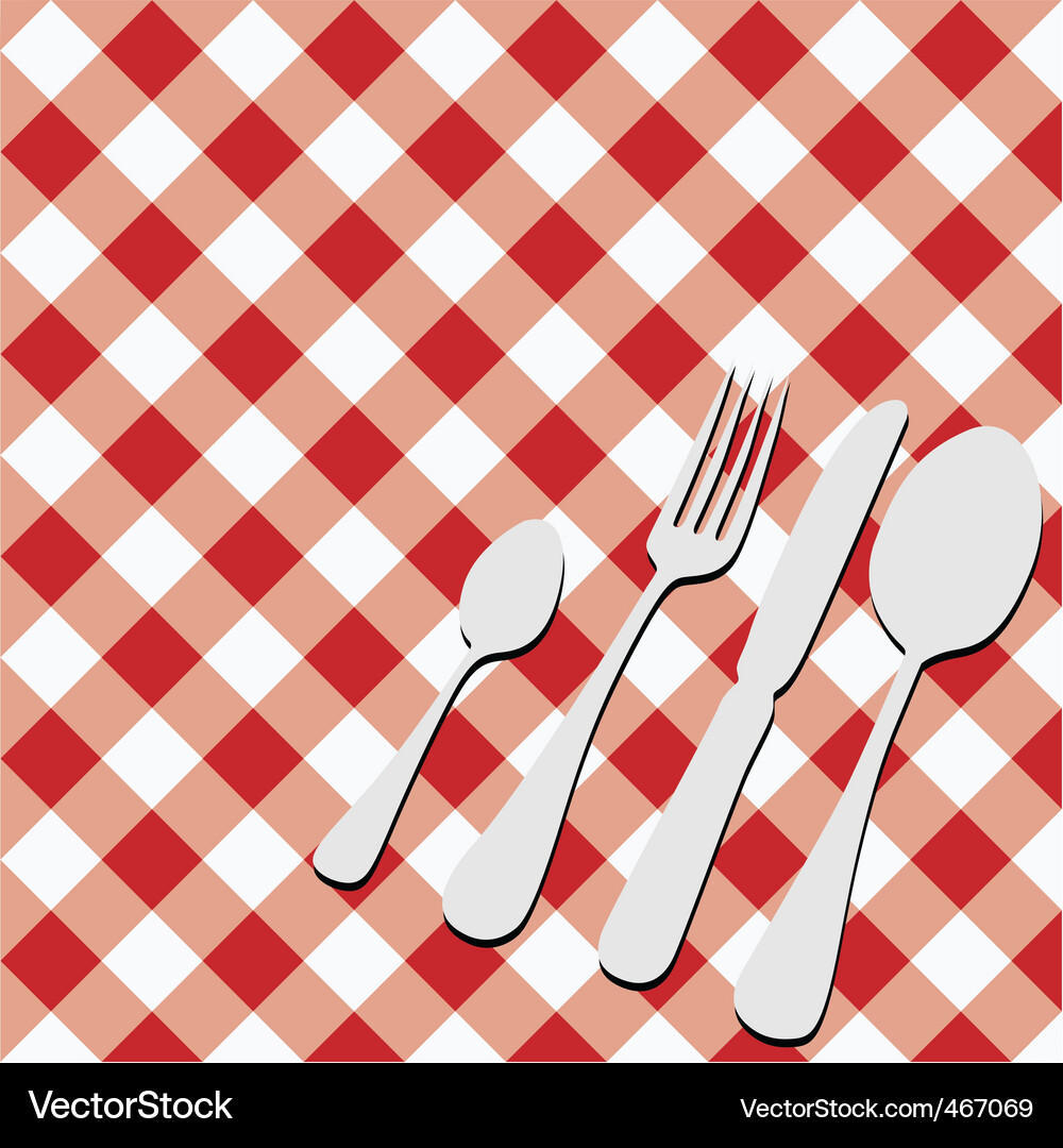 Gingham Table Setting Vector Image