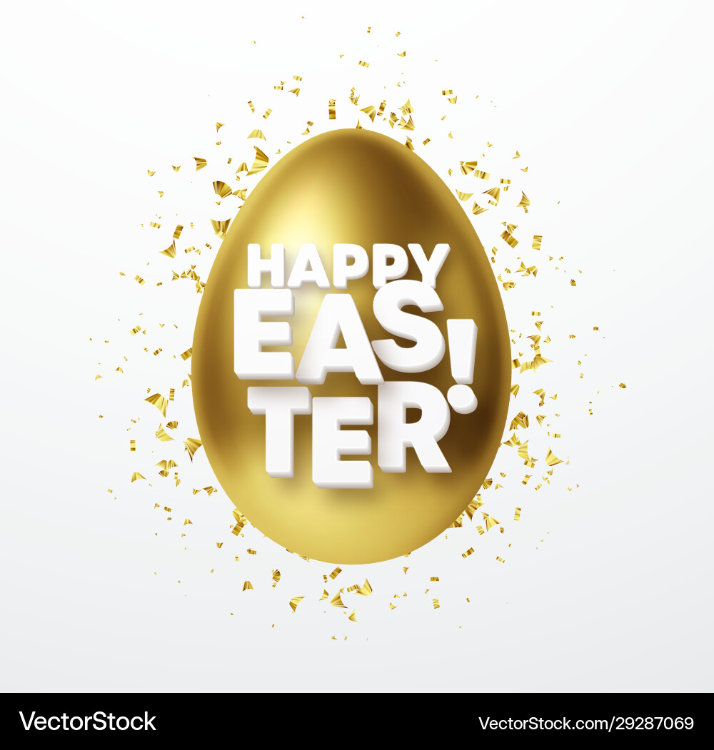 Golden metallic shiny eastr egg and typography Golden metallic shiny eastr egg and typography vector image