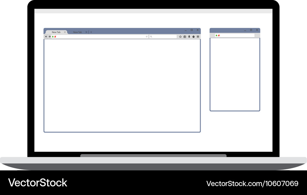 Laptop mockup - display with open windows Vector Image