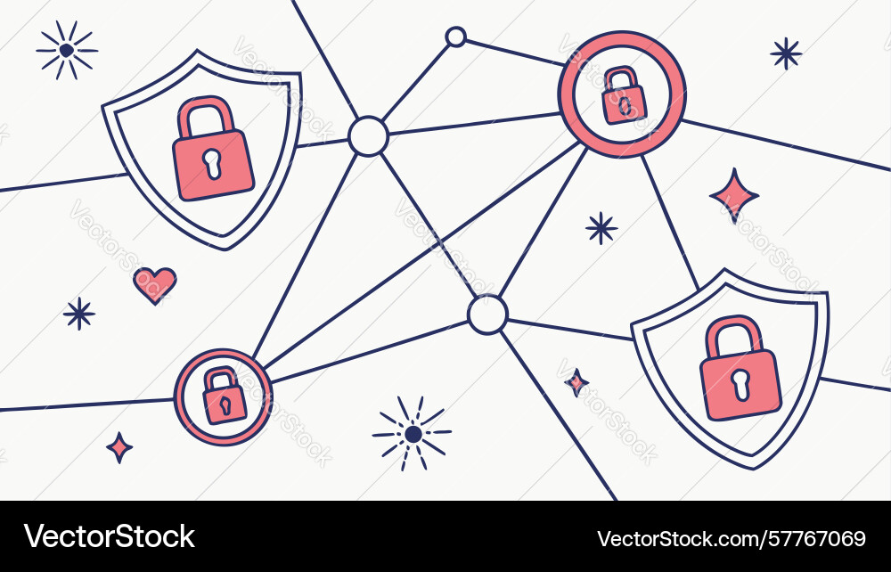 Secure network connections with lock icons vector image
