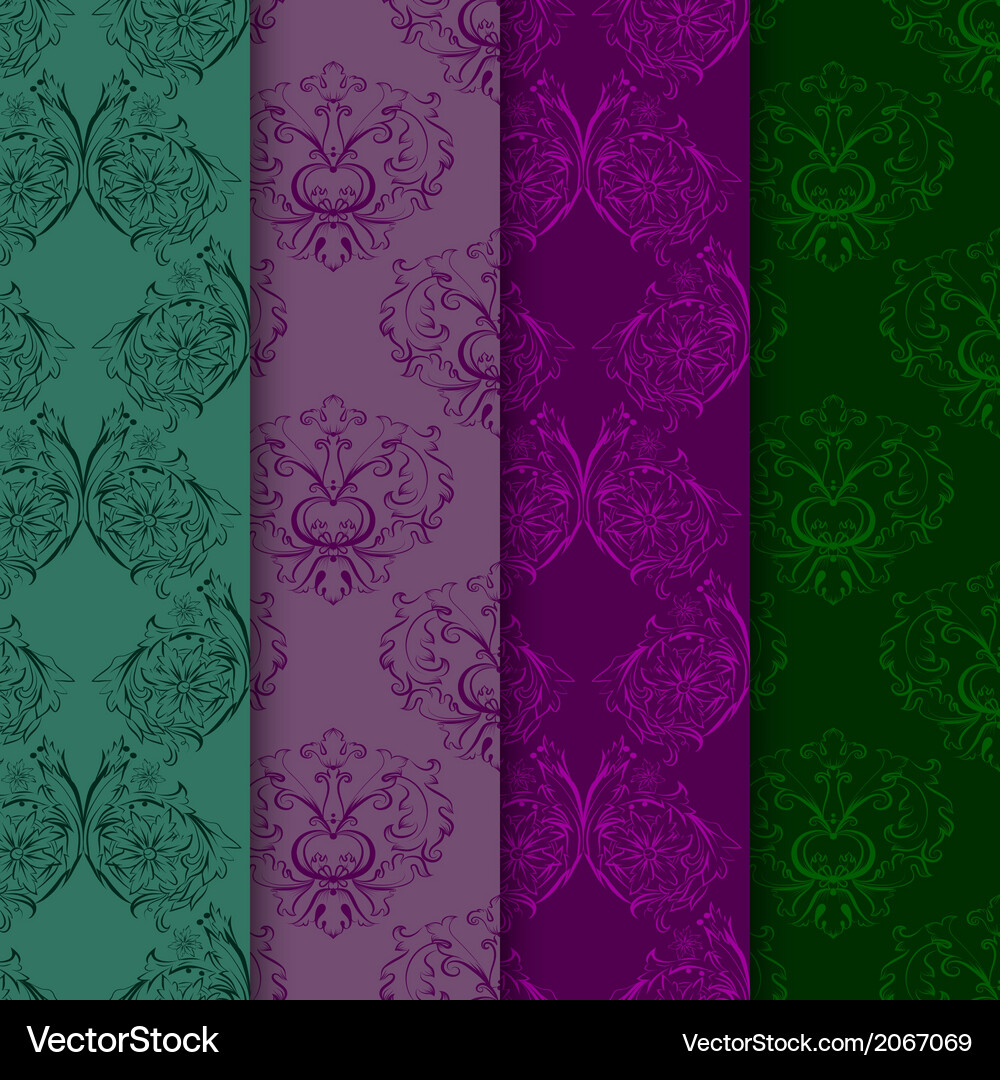 Set of seamless with damask elements Vector Image