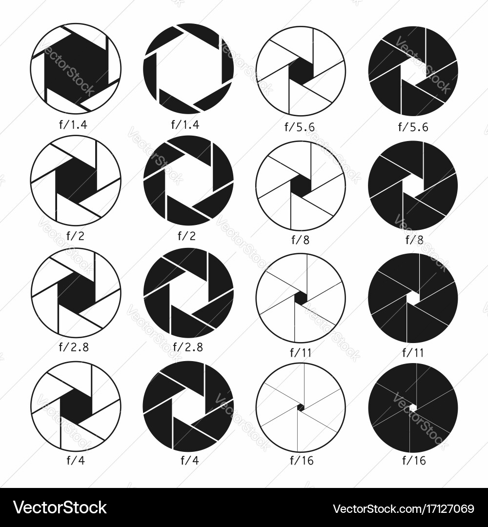 Shutter Aperture Icons - Photography Set vector image