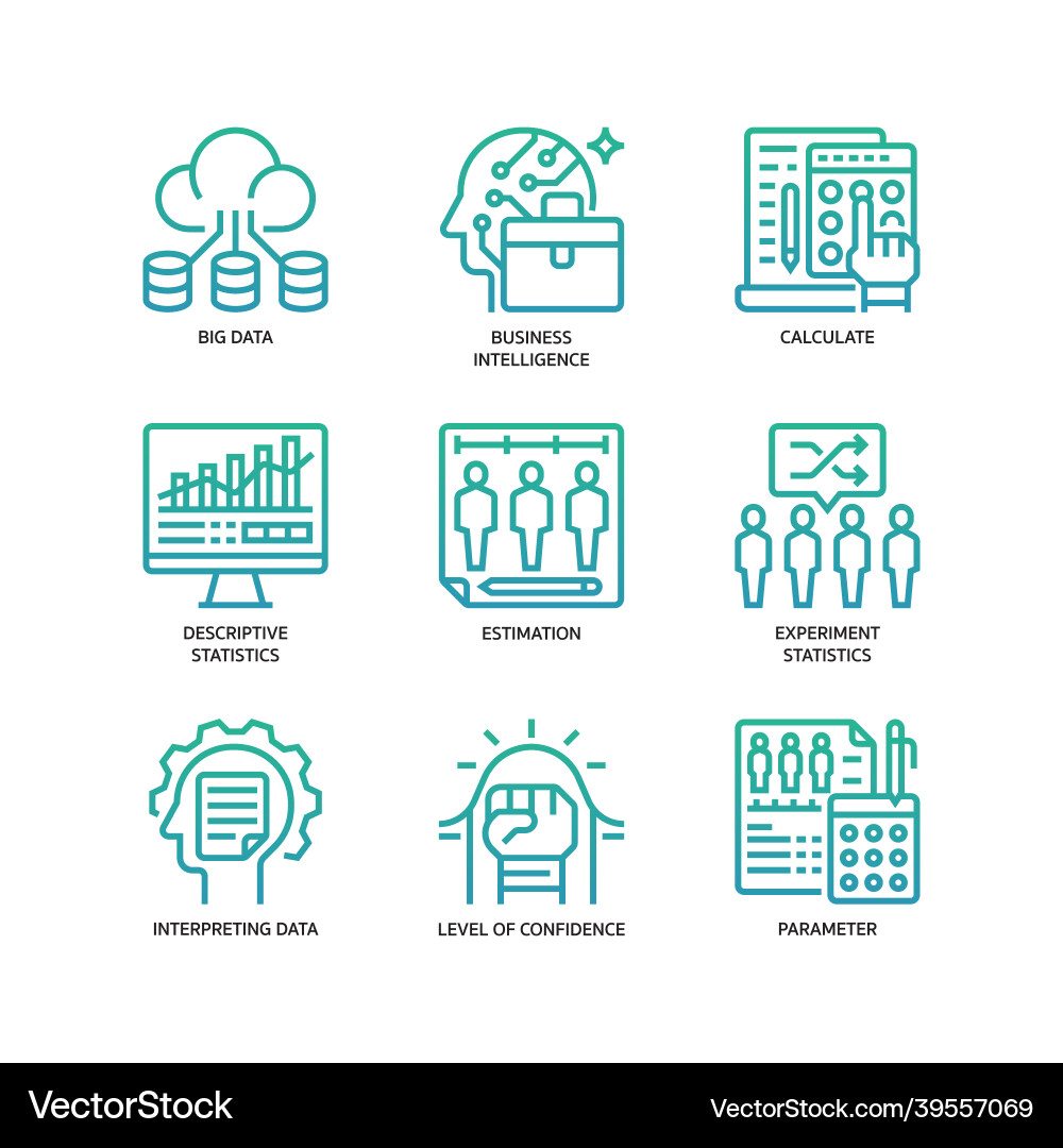 Statistical analysis icons set vector image
