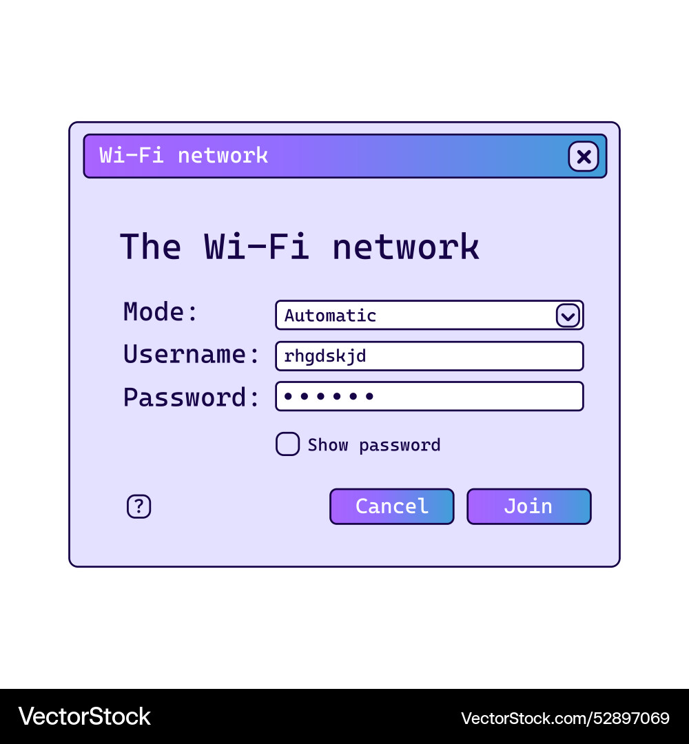 Wifi password window with gradient in old style vector image