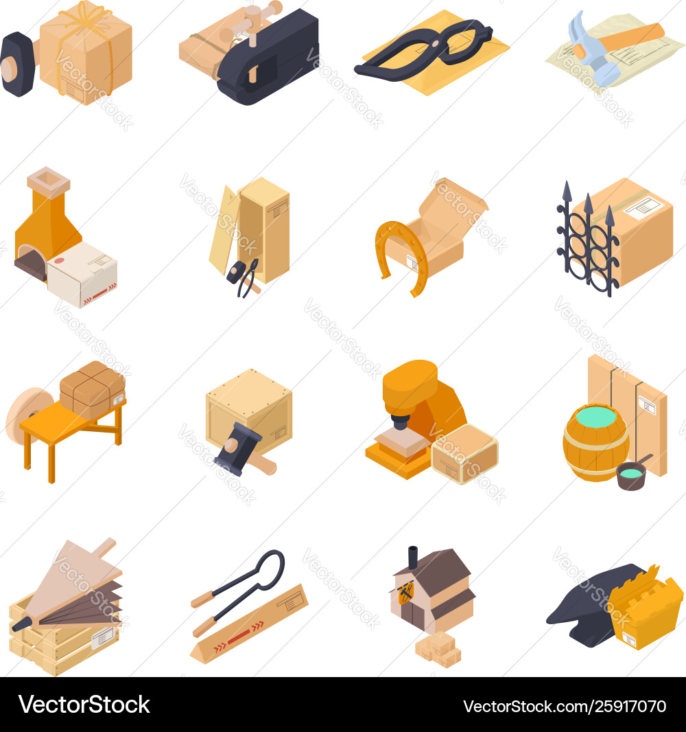 Forging delivery icons set isometric style Forging delivery icons set isometric style vector image