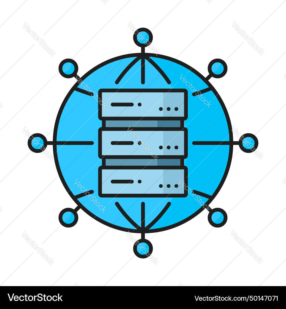 Datenbankserver und Datennetz Cloud-Farbsymbol Datenbankserver und Datennetz Cloud-Farbsymbol vektorbild