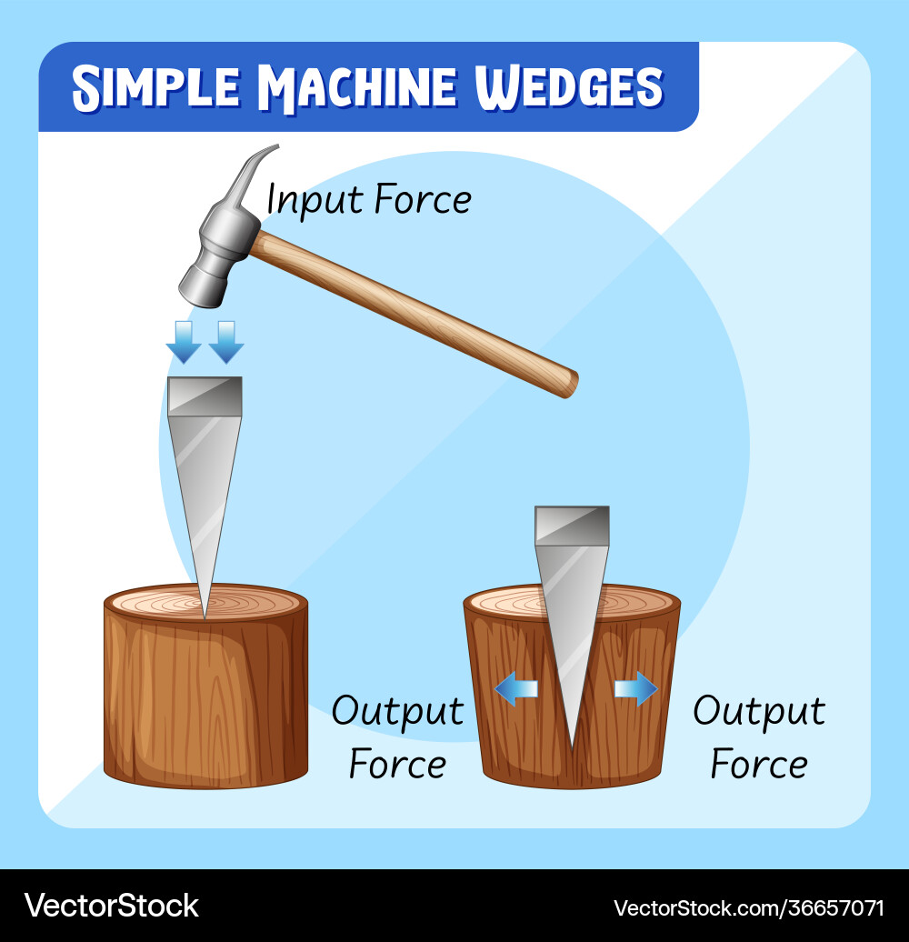 Diagram showing simple machine wedges vector image