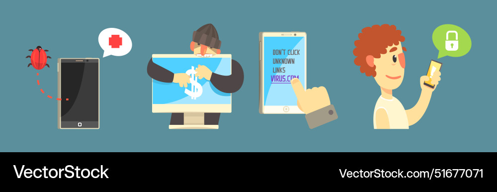 Hacker attack and internet fraud element item Hacker attack and internet fraud element item Vector Image