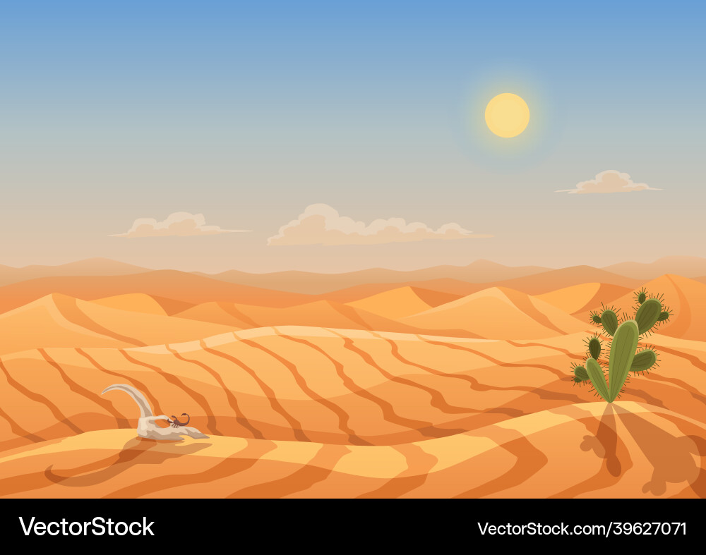 Landscape desert dunes mountains from sand Landscape desert dunes mountains from sand vector image