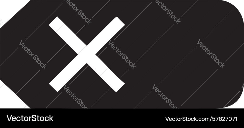 Rectangle with x icon for close delete or remove vector image