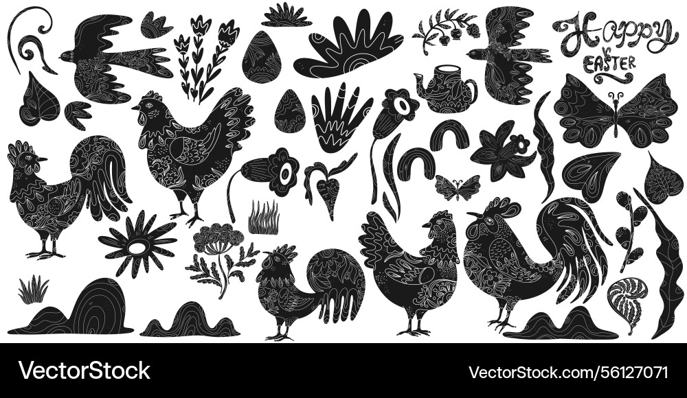 Set of easter elements with decorative patterns Set of easter elements with decorative patterns Vector Image