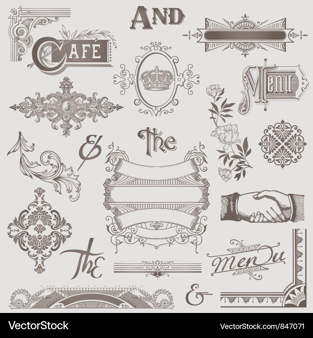Set various retro design elements Royalty Free Vector Image