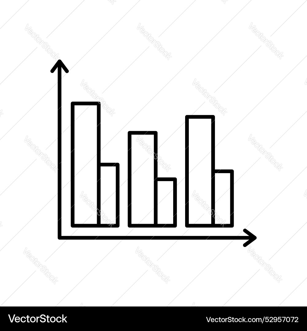 Bar graph icon outline style design isolated vector image