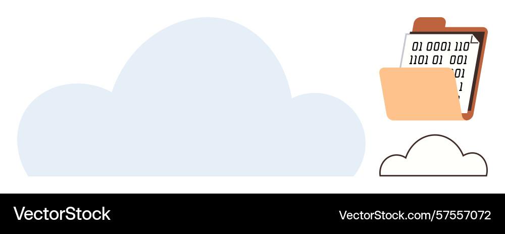 Cloud storage concept with data folder and binary Cloud storage concept with data folder and binary vector image