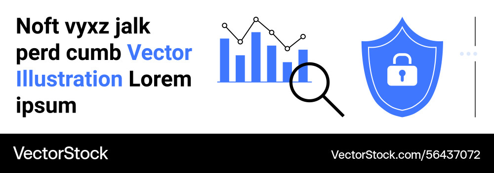 Data analysis with magnifying glass and security Data analysis with magnifying glass and security vector image