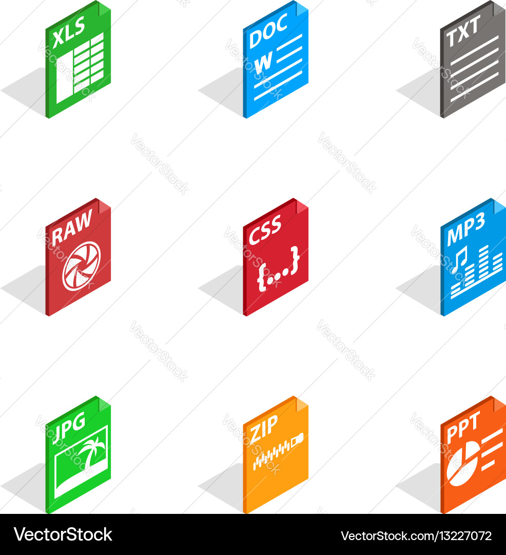 File label icons isometric 3d style Vector Image