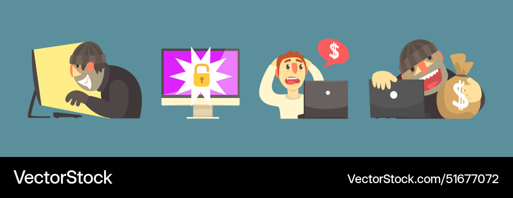Hacker attack and internet fraud element item Hacker attack and internet fraud element item vector image