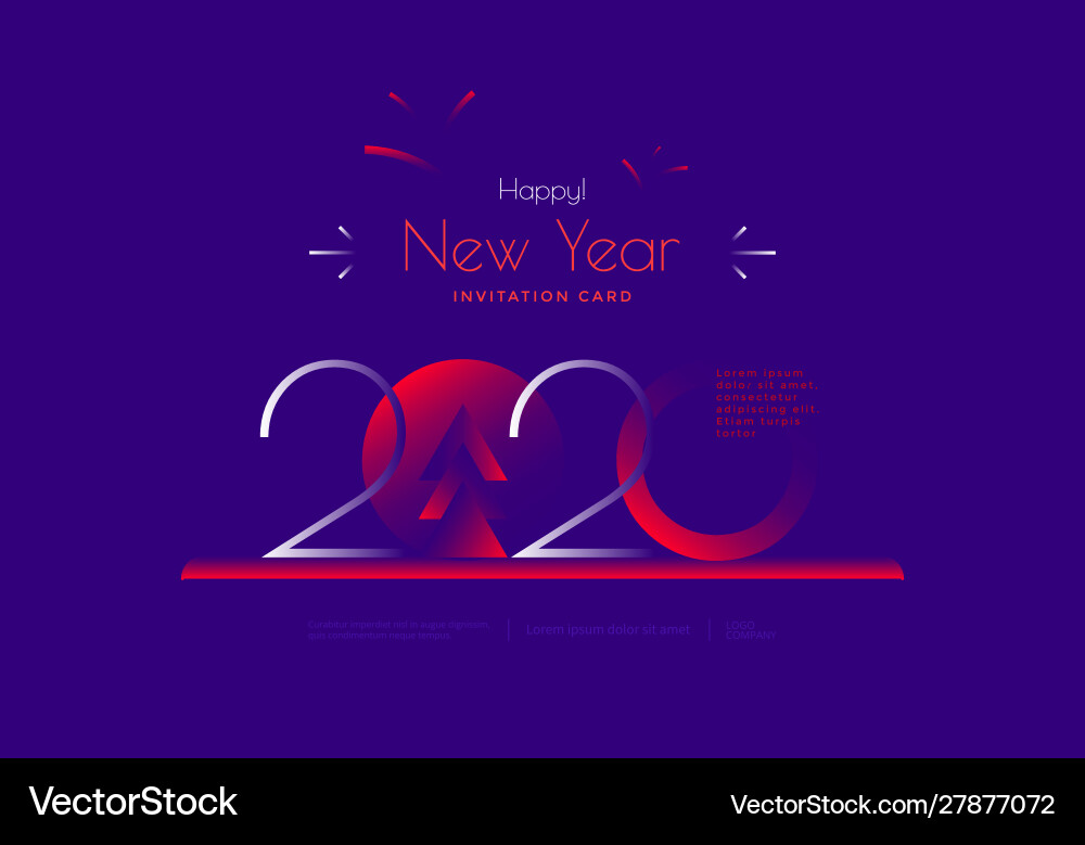 Happy new year 2020 greeting card in duotone Happy new year 2020 greeting card in duotone vector image
