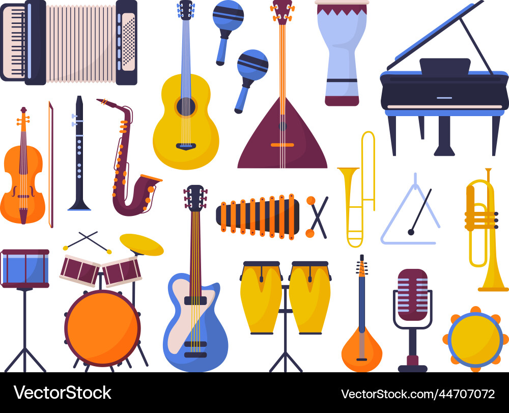 Music instruments icons musical electronic drum