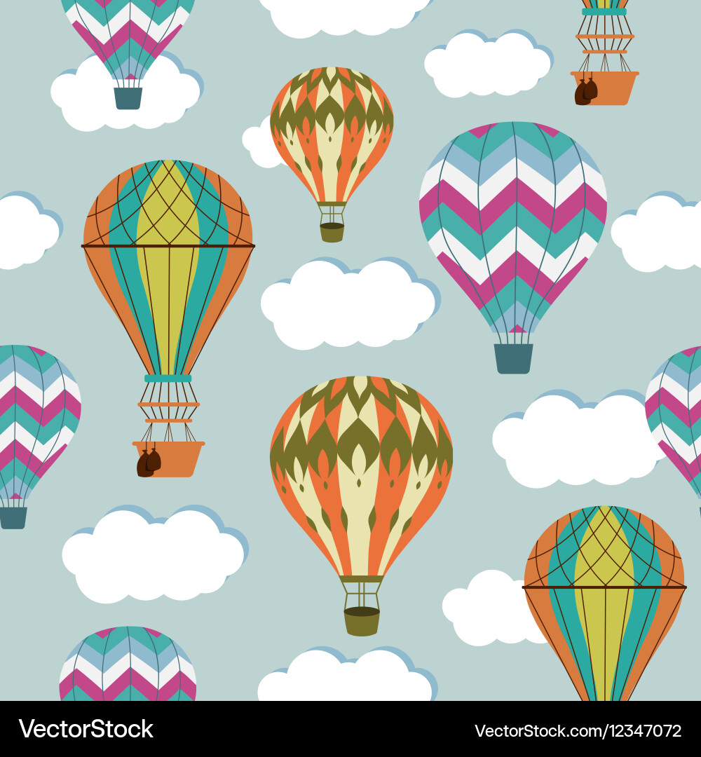 Retro Balloons and Clouds Pattern vector image